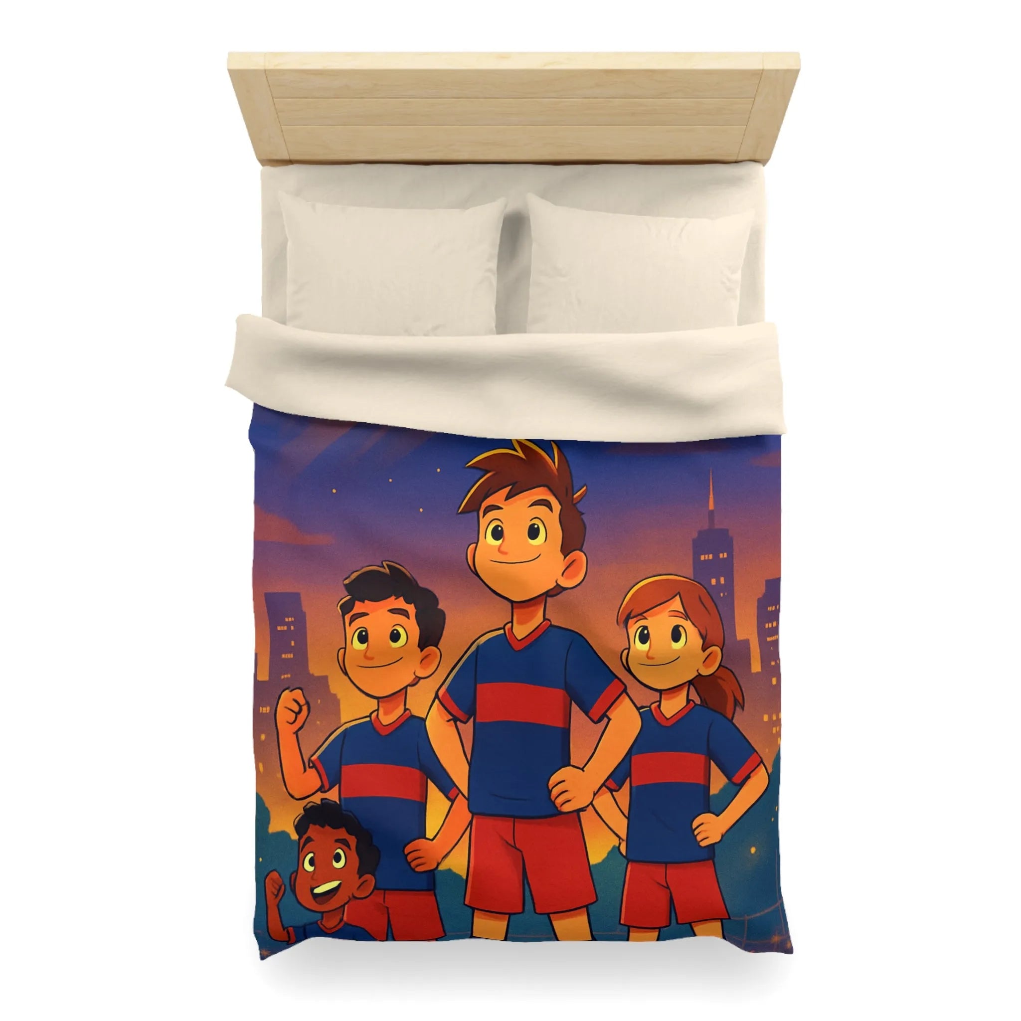 Housse de Couette Enfants avec Équipe de Football et Ballon Étoilé en Soirée