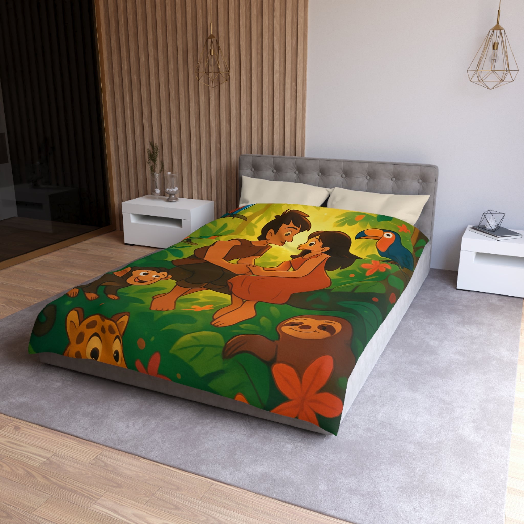 Housse de Couette Microfibre Art Graphique Contemporain Style Décoratif Chambre Tendance