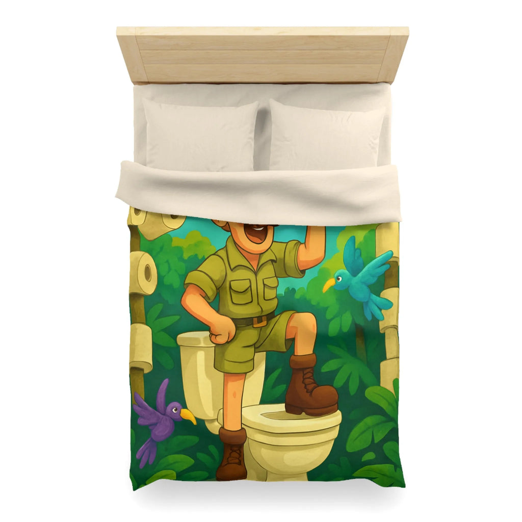 Housse de Couette Jungle Aventure avec Animaux aux Couleurs Vives et Drôle Explorateur