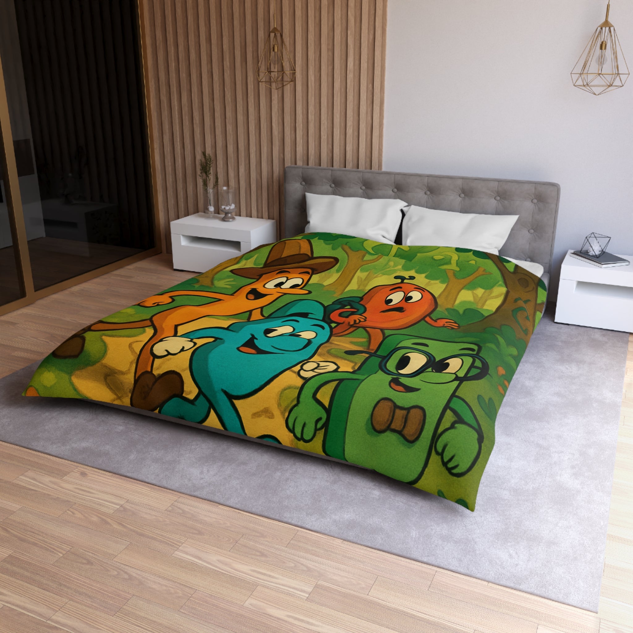 Housse de Couette Microfibre Motif Créatif Original Style Contemporain Chambre Élégante