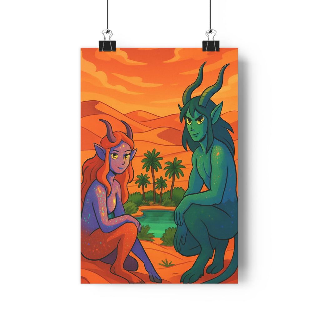 Poster décoratif fantastique cuivre turquoise cartoon onirique apaisant chambre salon intérieur 30x46 cm qualité