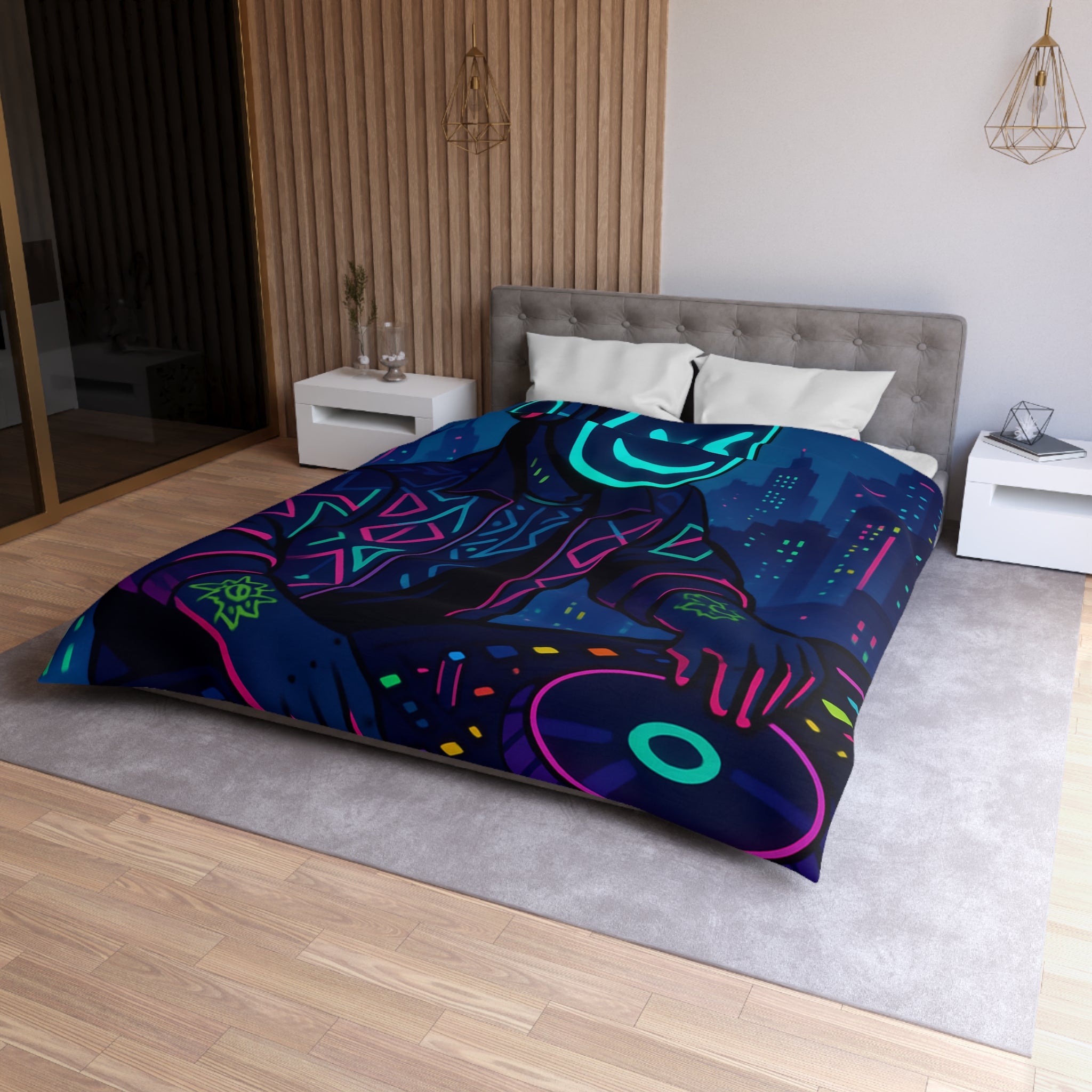 Housse de Couette Microfibre Motif Créatif Original Style Contemporain Chambre Élégante