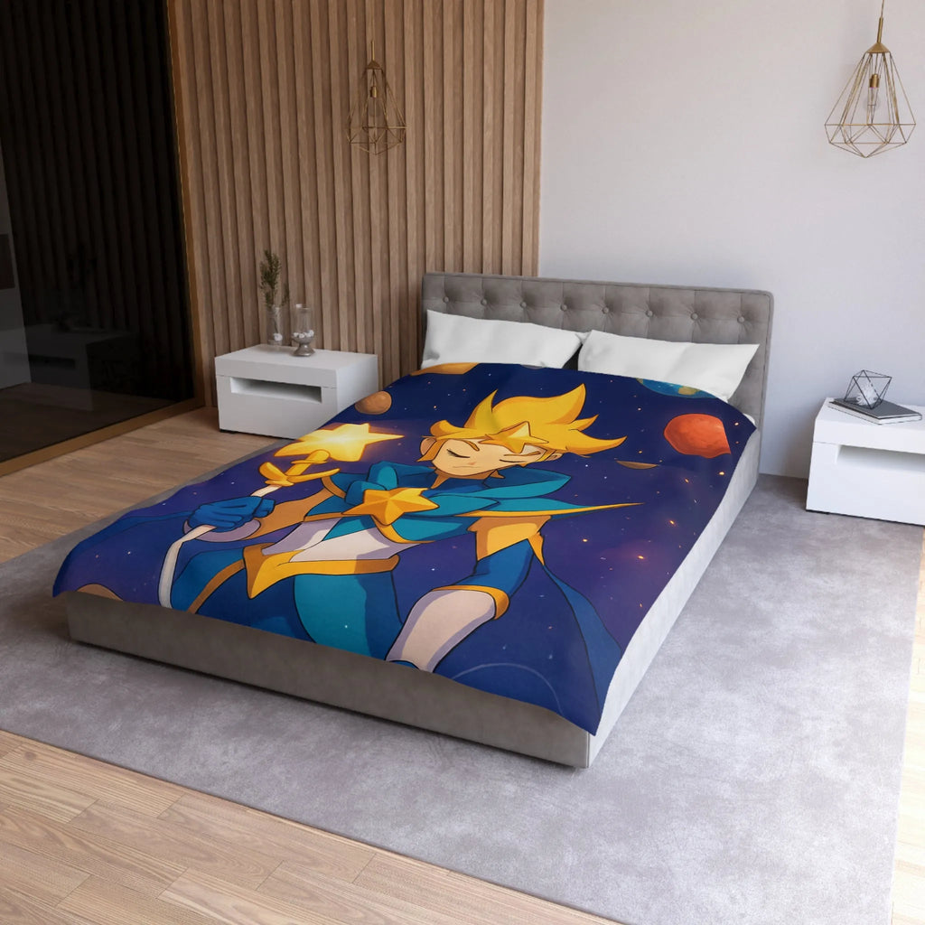 Housse de Couette Fantastique Enfant Personnage Étoilé Avec Planètes Environnantes