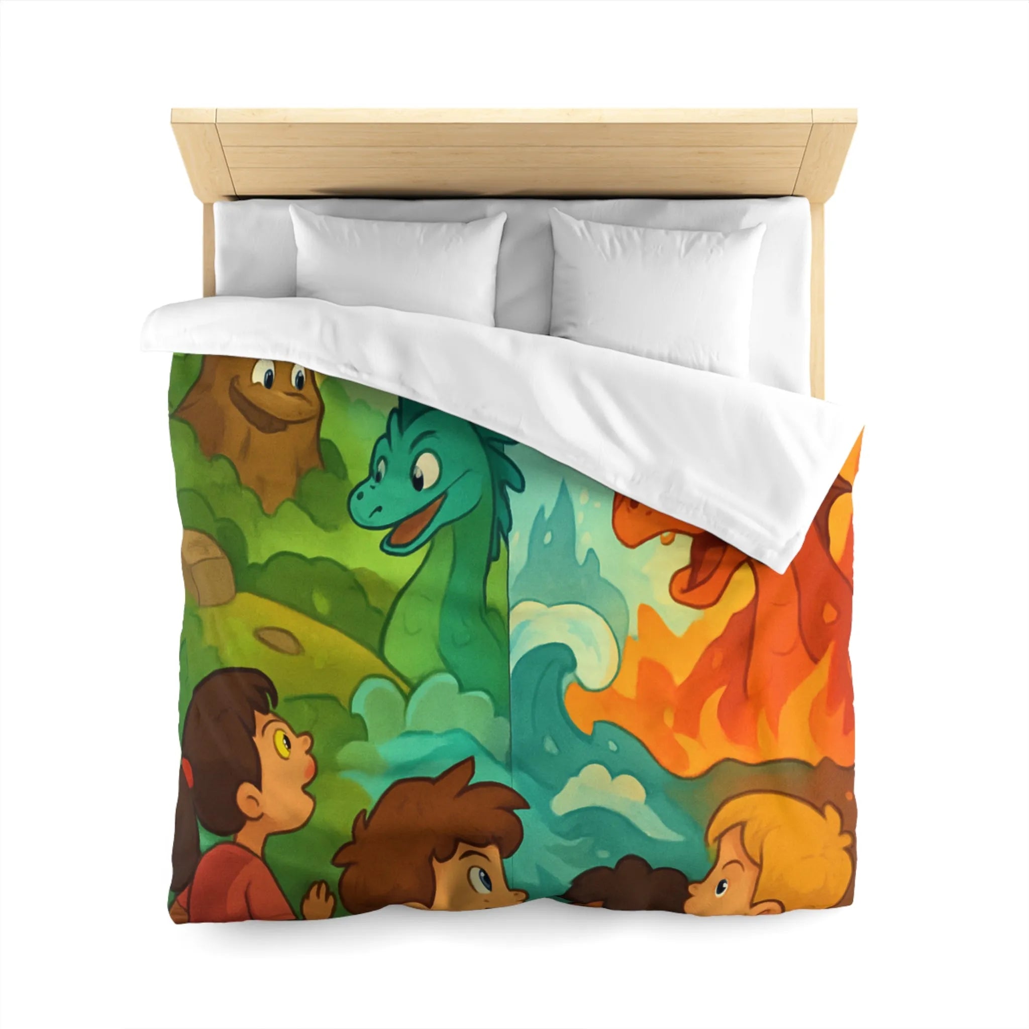 Housse de Couette Enfant Dragon Pegasus Forêt Féerie Animé Décor Magique Nature