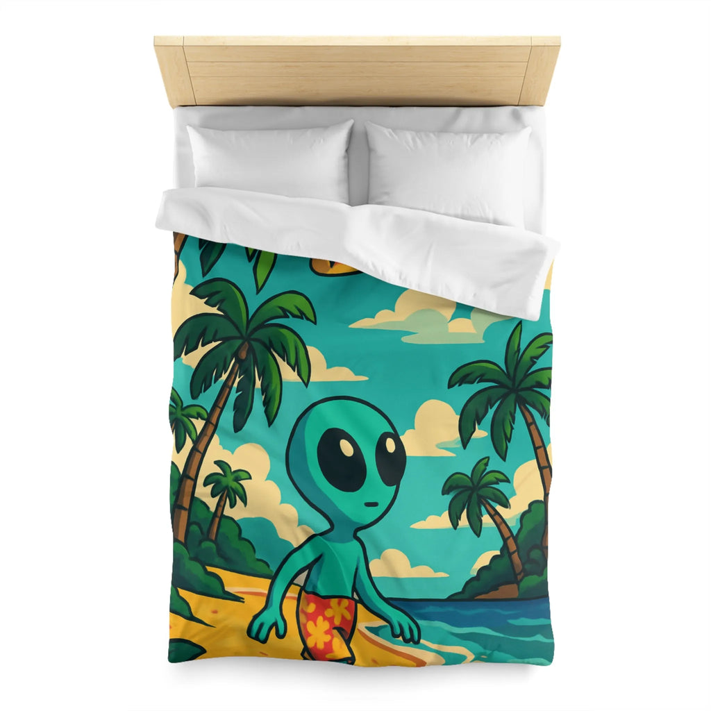 Housse de Couette Enfant Alien Plage Tropicale Planète Saturée Rêveur Ciel Imagination