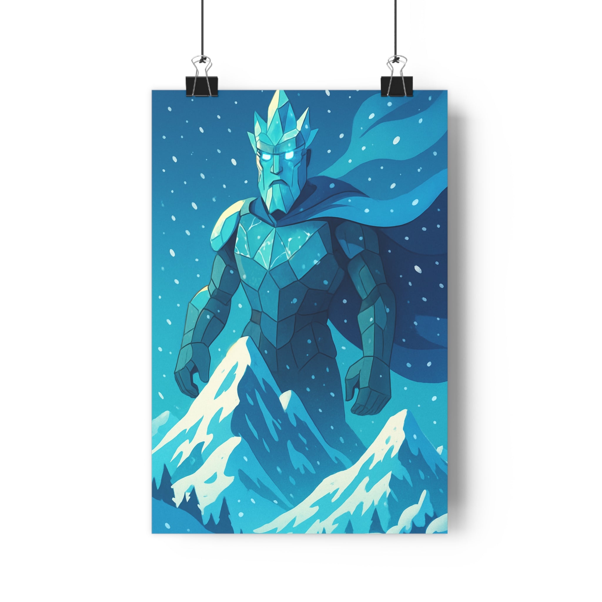 Poster décoratif animé bleu blanc mystique salon chambre majestueux hiver glacé montagnes titan 30x46