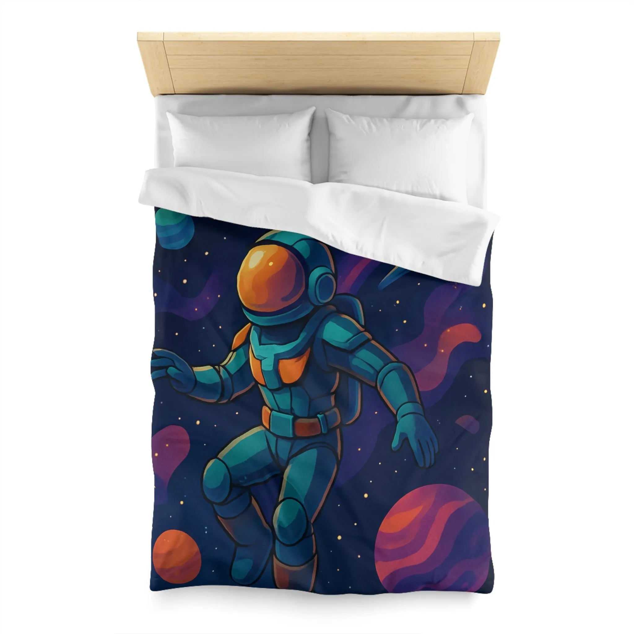 Housse de couette astronaute galactique colorée pour une chambre à thème spatial enfant