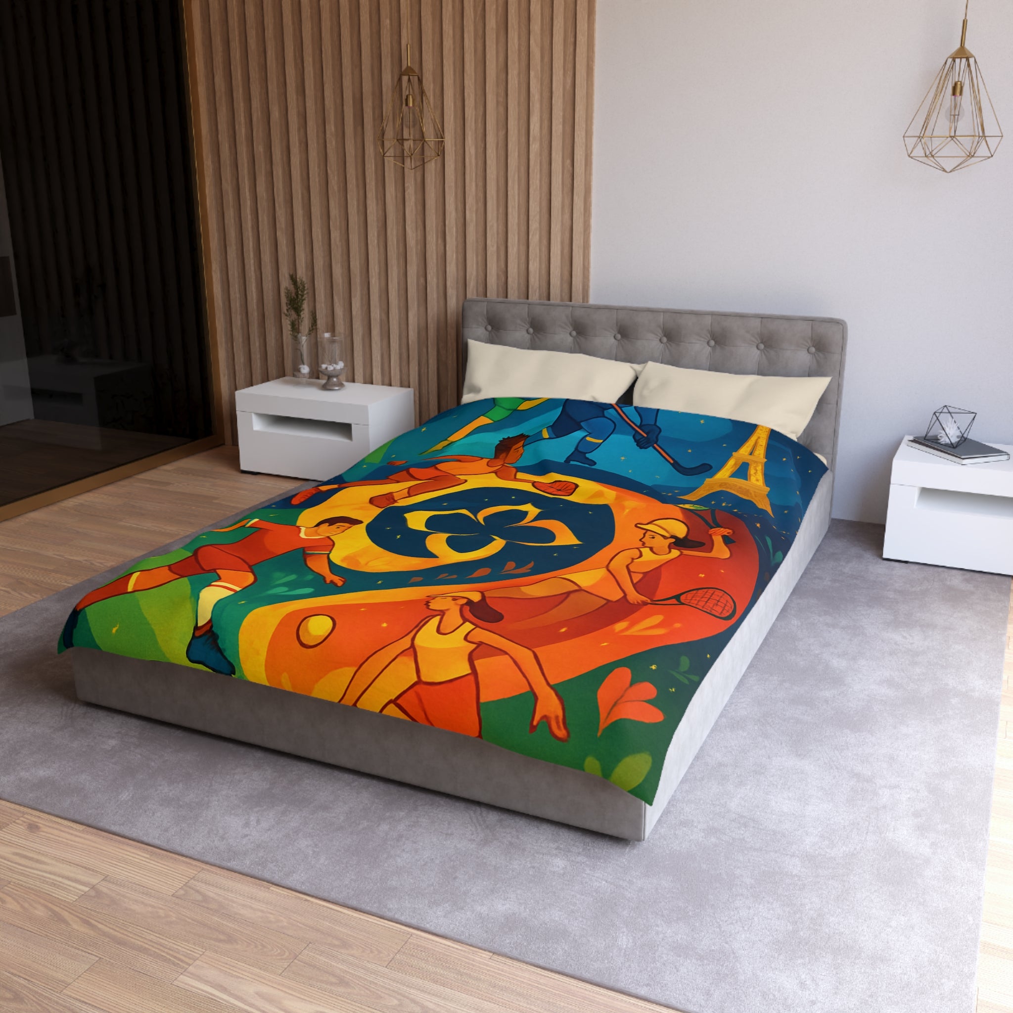 Housse de Couette Microfibre Illustration Unique Design Moderne Décoration Intérieure Raffinée