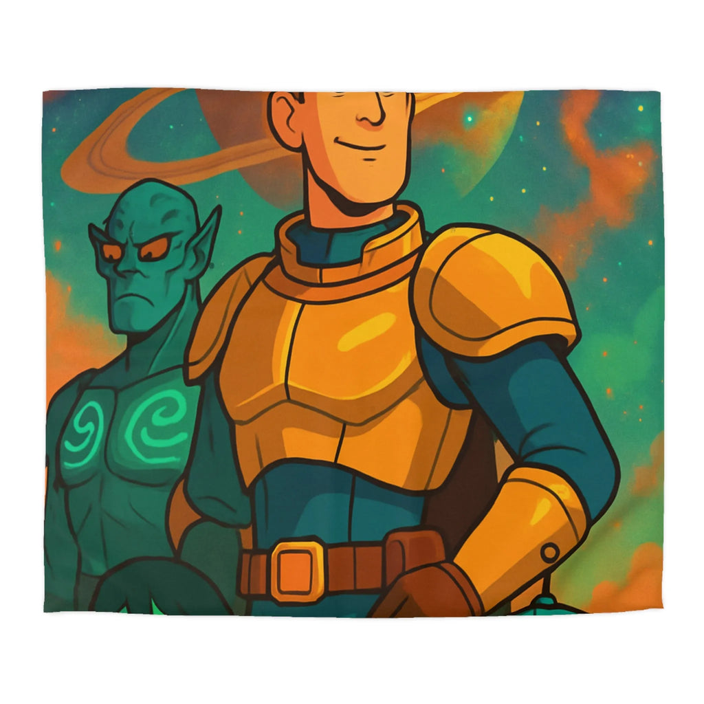 Housse de Couette Design Futuriste avec Héros de l'Espace et Planète Saturne