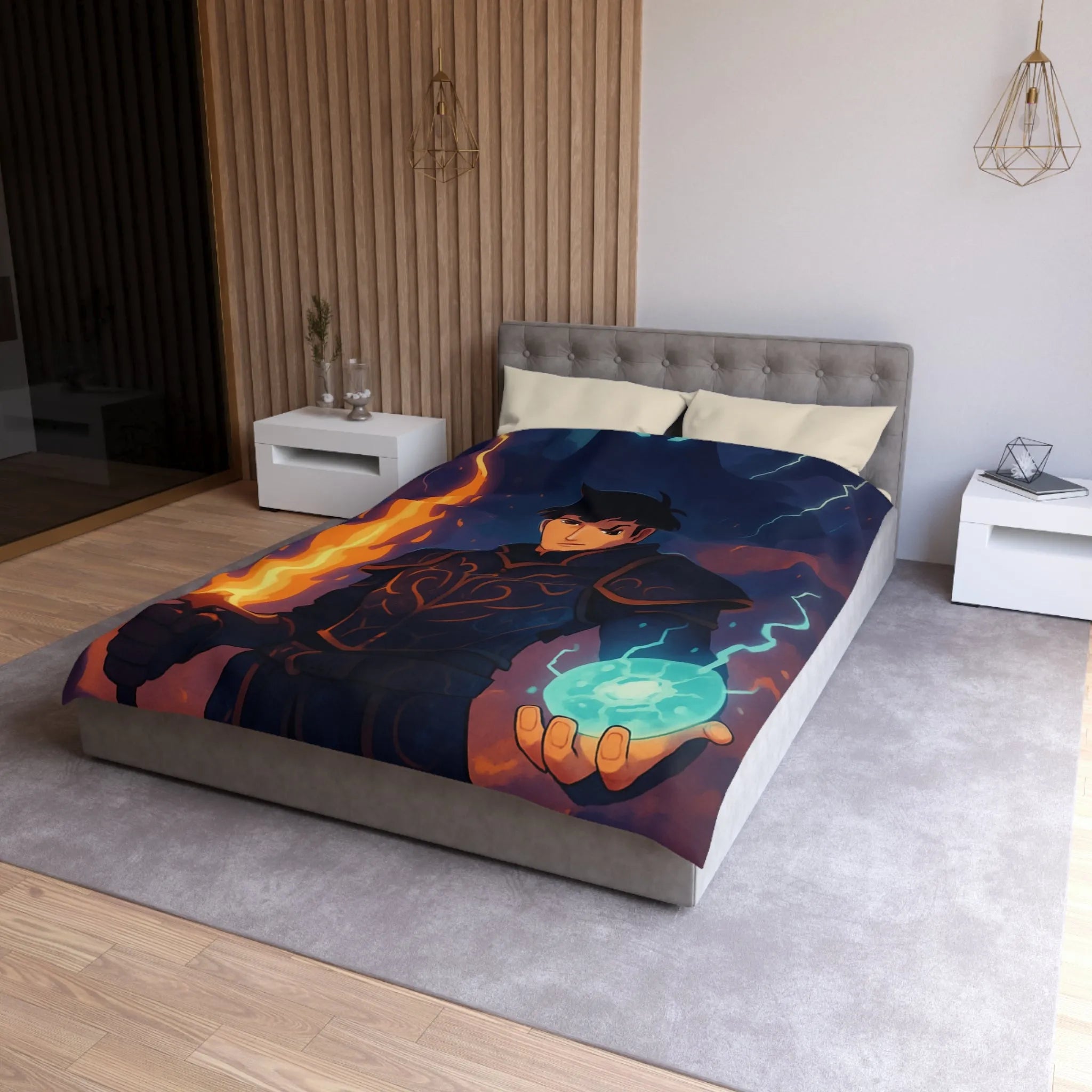 Housse de Couette Microfibre Art Graphique Contemporain Style Décoratif Chambre Tendance