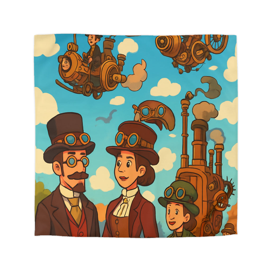 Housse de couette style rétro avec motifs steampunk et engins volants artistiques