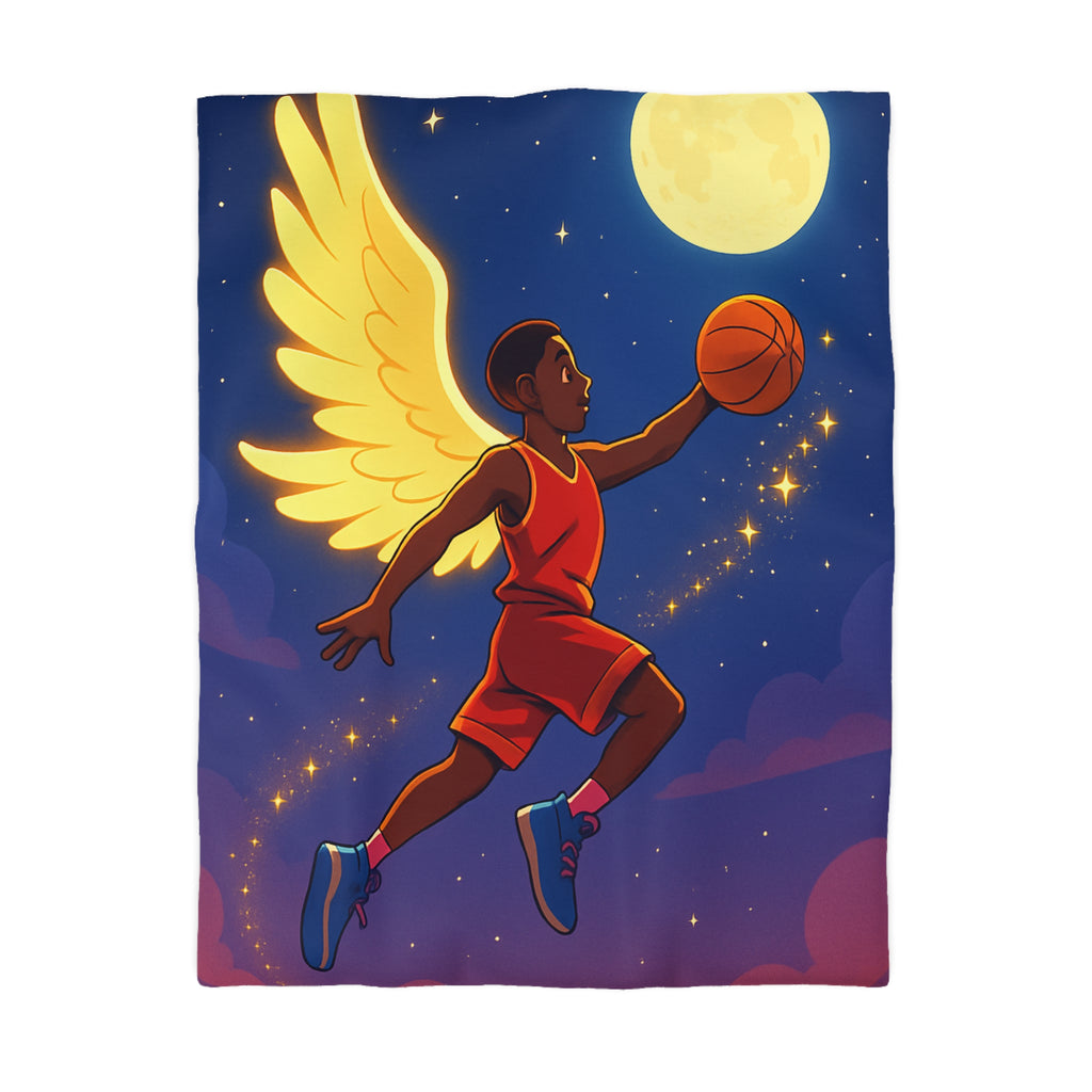 Housse de Couette Unique Baskets d'Ange Volant au Clair de Lune Étoilé