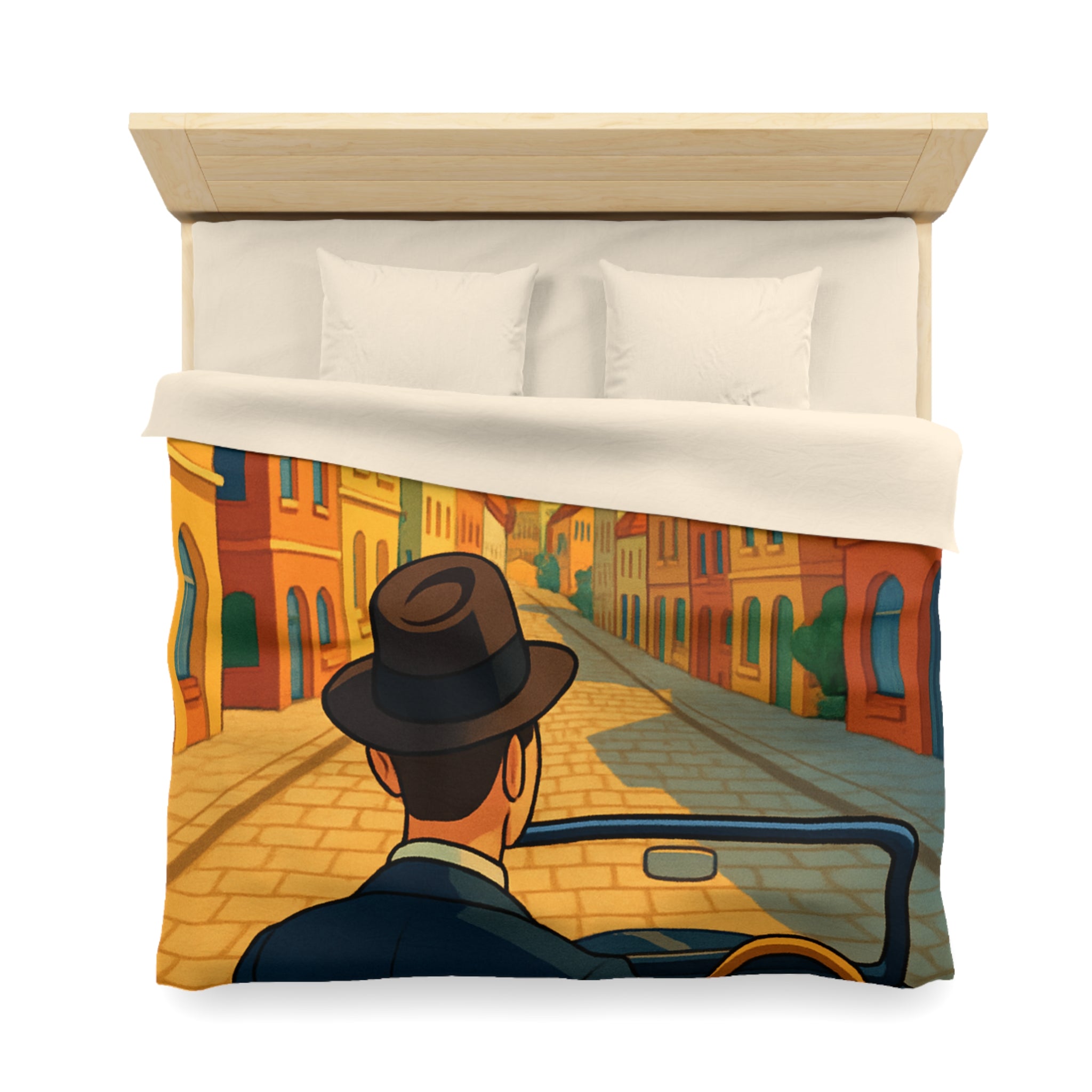 Housse de Couette Microfibre Motif Créatif Original Style Contemporain Chambre Élégante