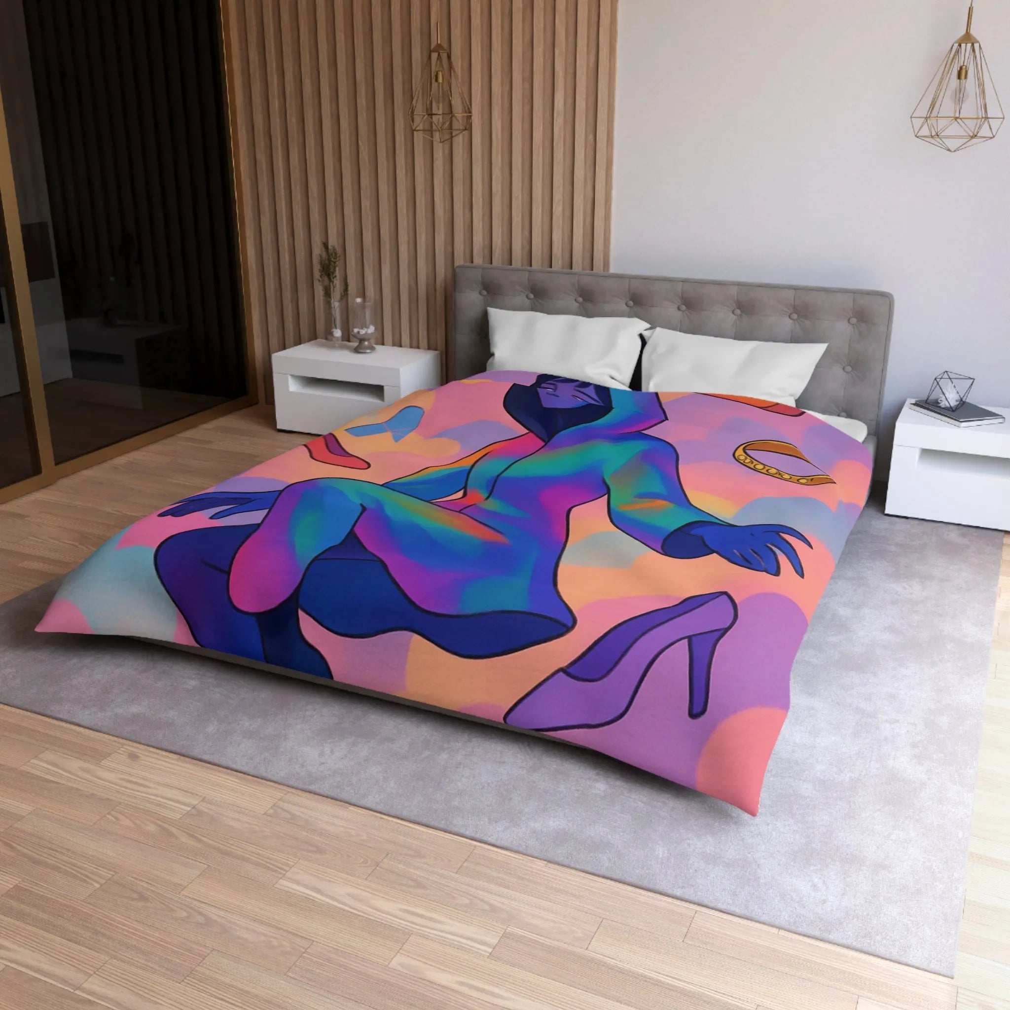 Housse de Couette Microfibre Art Graphique Contemporain Style Décoratif Chambre Tendance