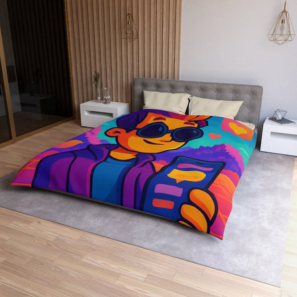Housse de Couette Idéale pour Chambre Moderne avec Motifs Numériques Abstraits et Colorés