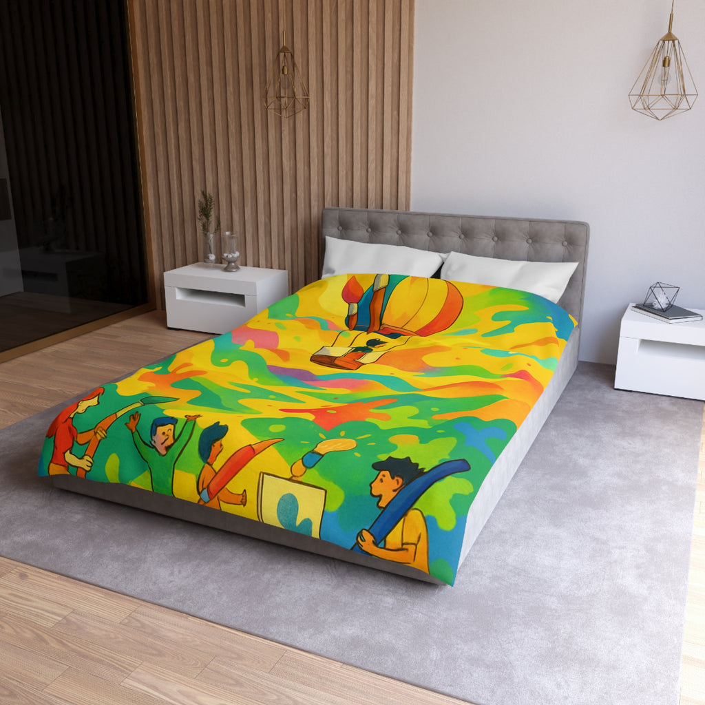 Housse de Couette Microfibre Design Artistique Moderne Décoration Chambre Confort Premium