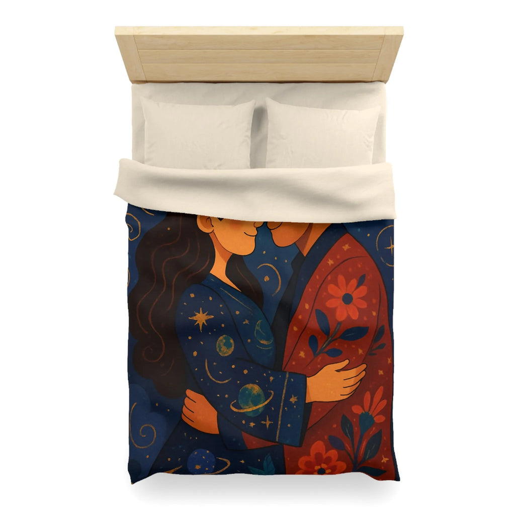 Housse de couette avec illustration romantique au clair de lune et motifs celestes