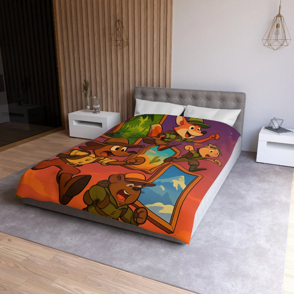 Housse de Couette Microfibre Art Graphique Contemporain Style Décoratif Chambre Tendance