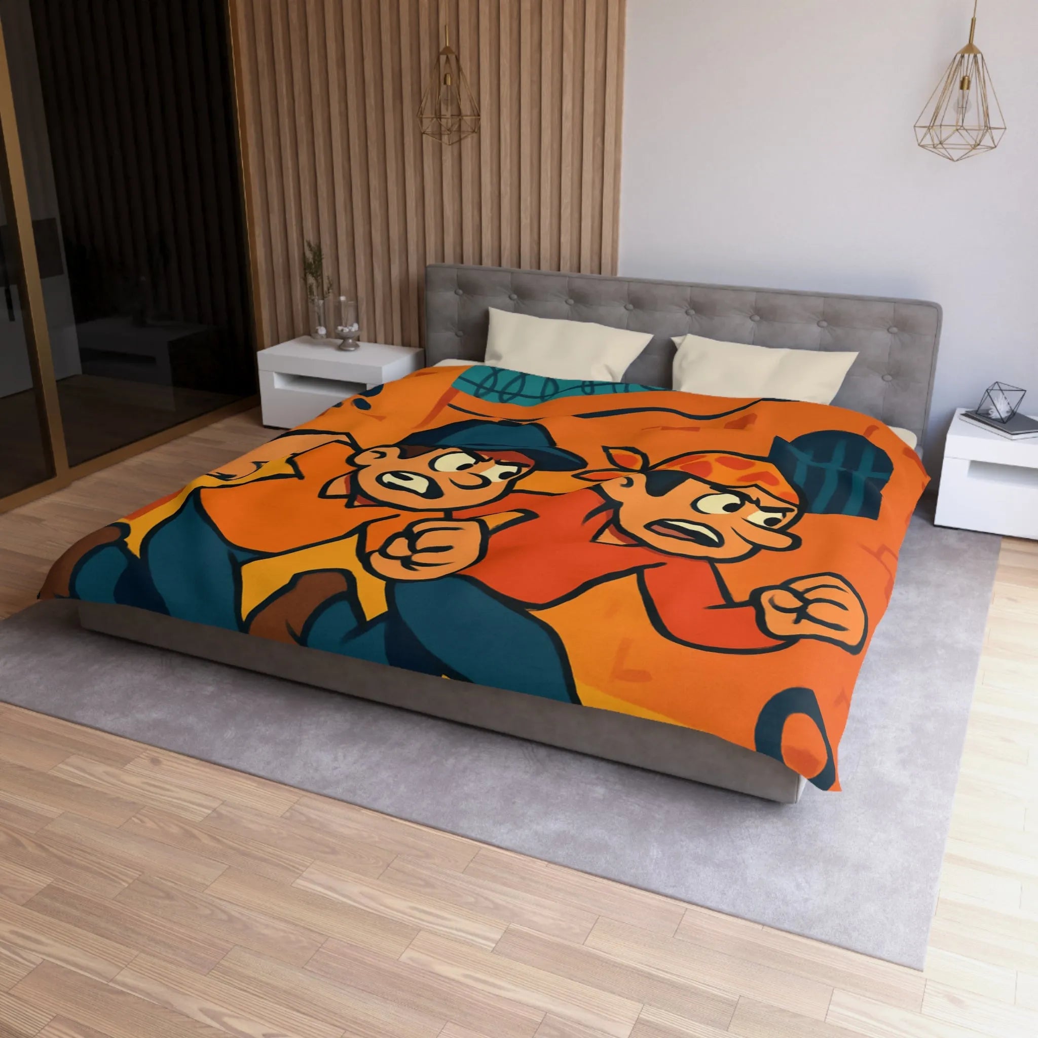 Housse de couette cartoon évasion prisonniers, ambiance aventure et couleurs vives captivantes