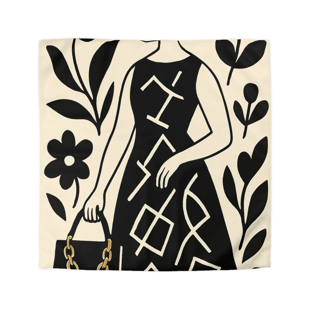 Élégant motif floral noir et blanc pour housse de couette moderne et sophistiquée