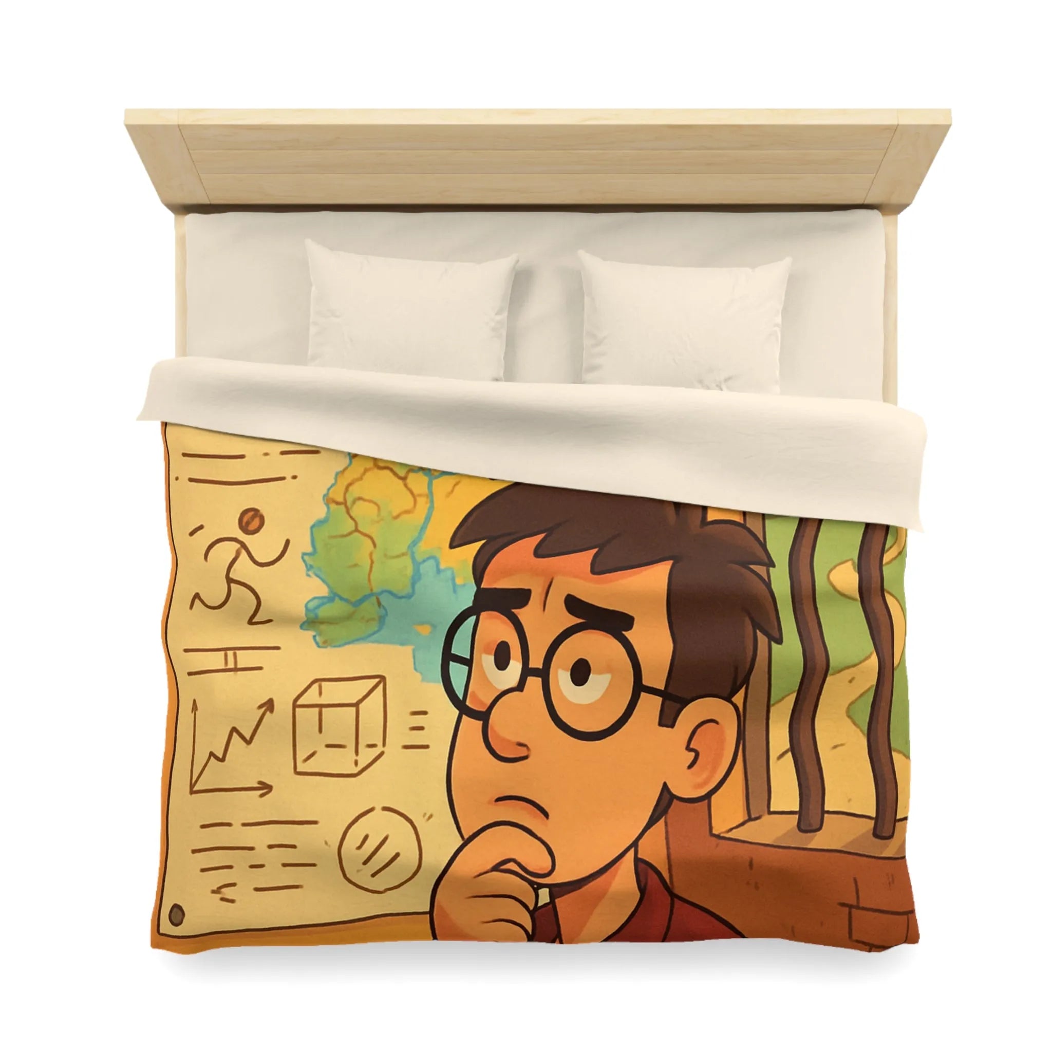 Explorez Une Housse de Couette Inspirée de Cartes et Graphiques pour Esprit Curieux