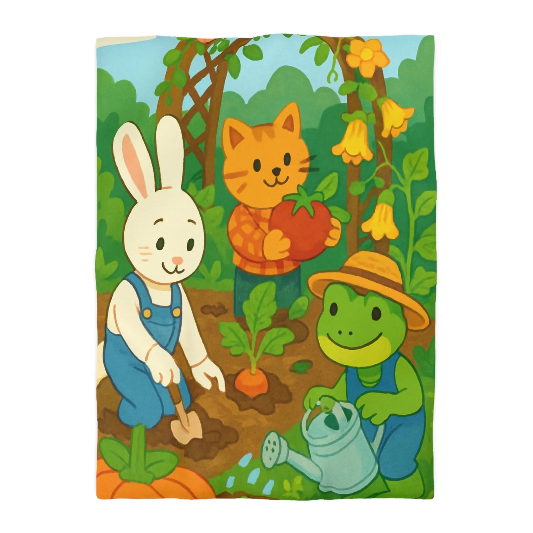 Housse de couette enfant avec animaux adorables jardiniers pour chambre thématique colorée