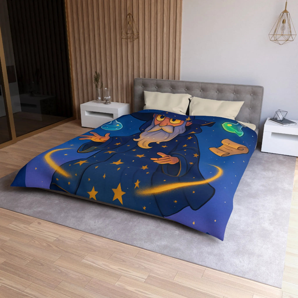 Housse de Couette Magicien Étoilé avec Parchemins Enchantés et Fioles Lumineuses