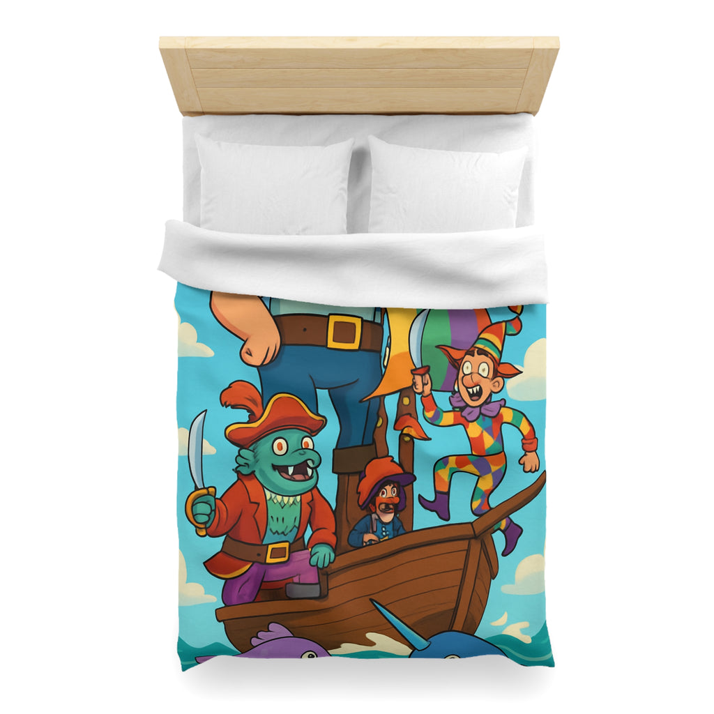 Housse de couette pirate joyeux arc-en-ciel colorée avec bateau pour enfant chambre