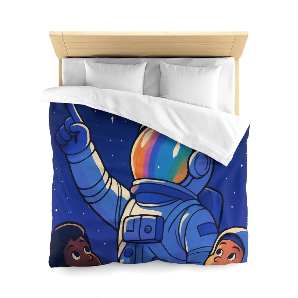 Housse de Couette Astronaute Enfants Étoiles Cœur Paix Nuit Céleste Magique Rêveuse