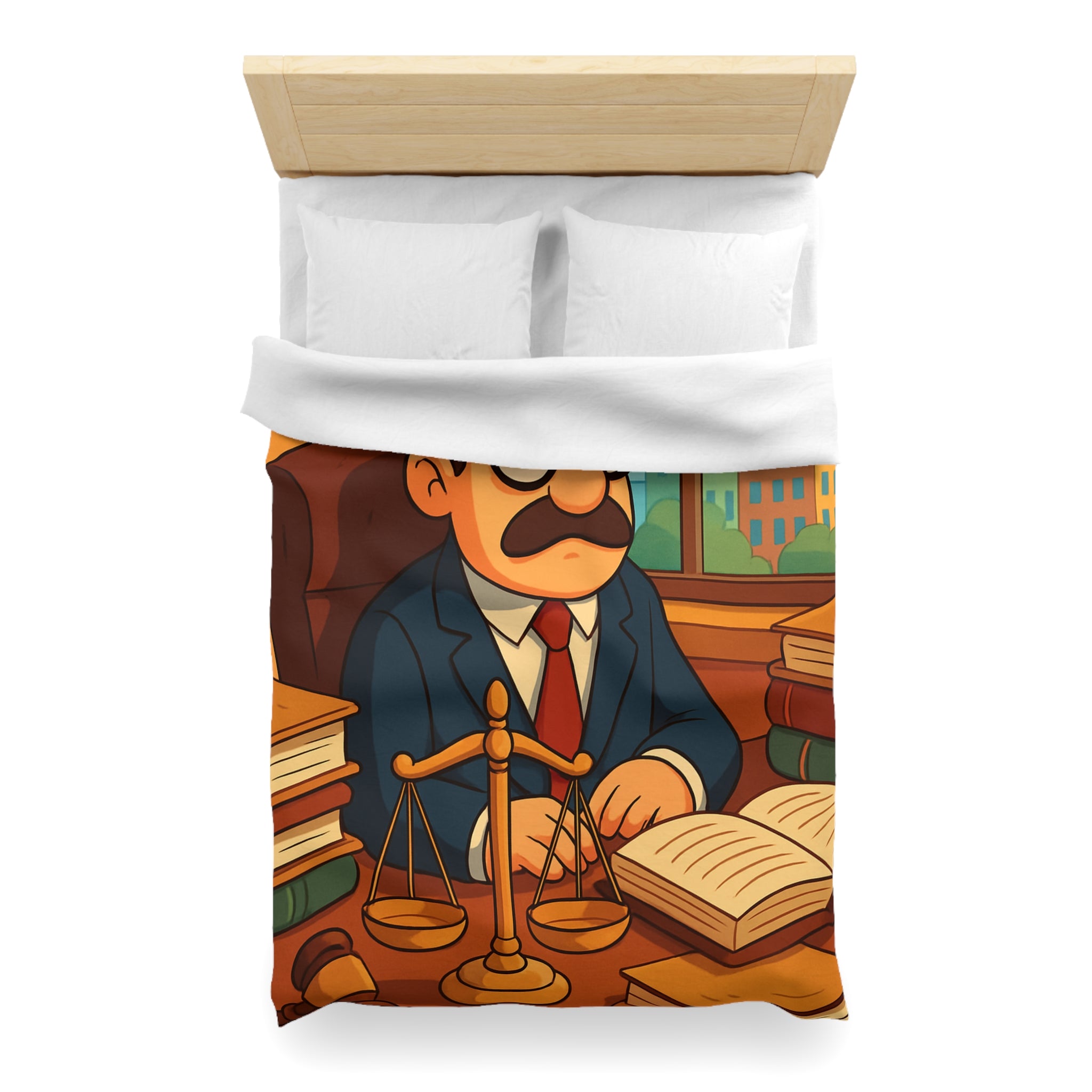 Housse de Couette Style Dessin Animé d'un Bureau d'Avocat avec Livres Colorés