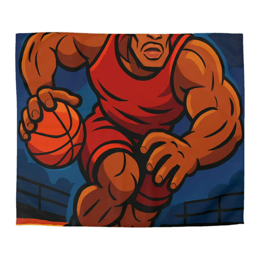 Housse de couette avec illustration dynamique de joueur de basket-ball en action intense