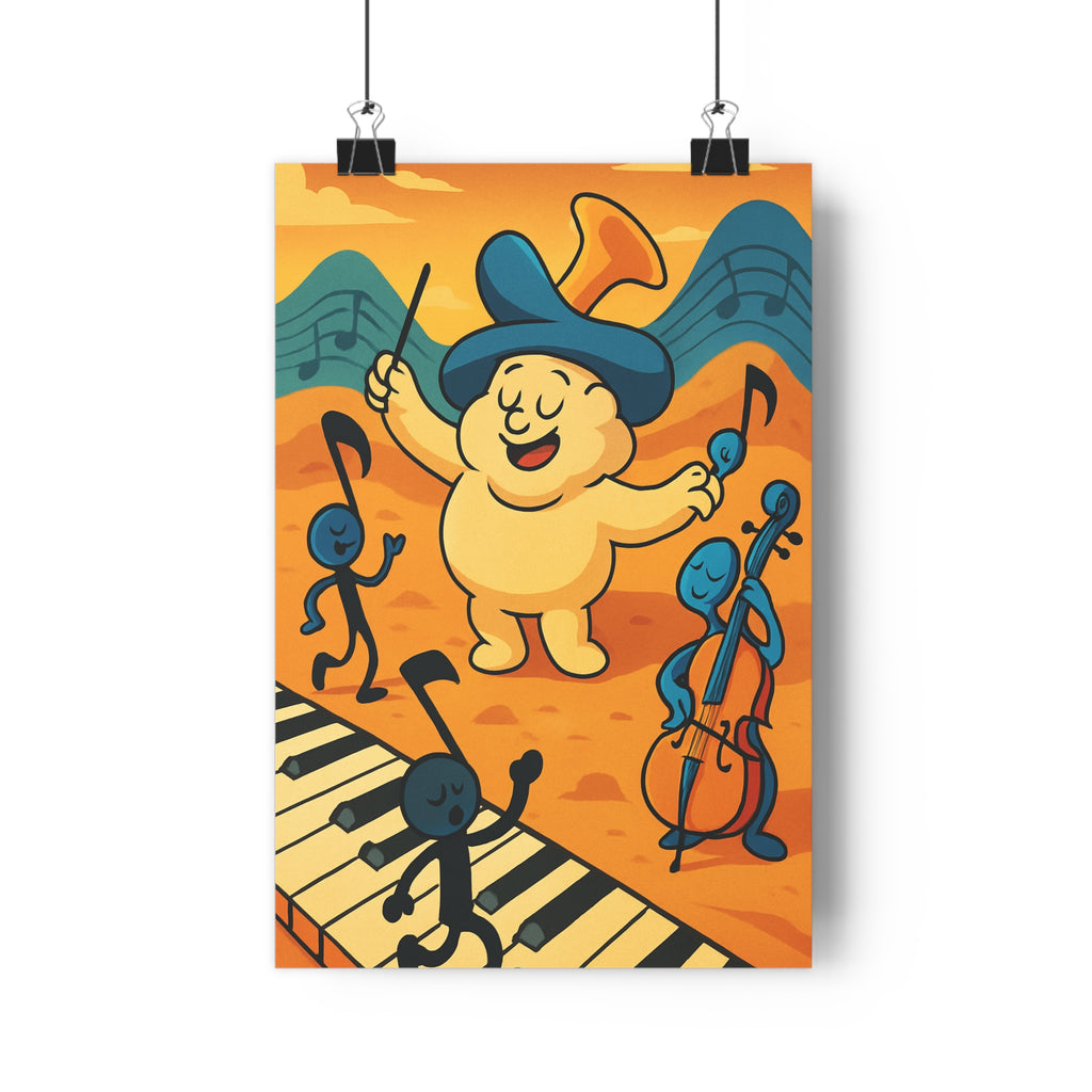 Poster décoratif surréaliste bleu orange joyeux créatif salle musique moderne artistique design 30x46 cm