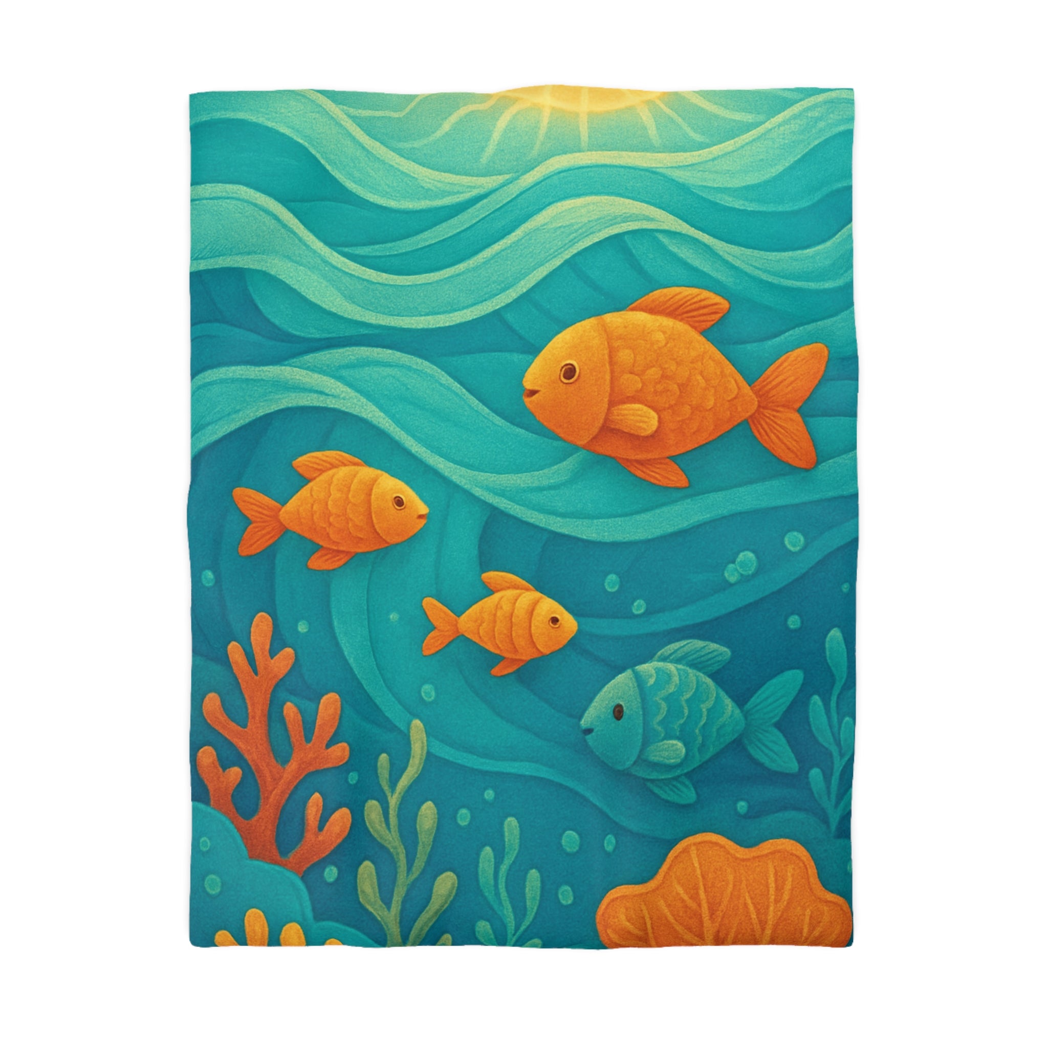 Housse de couette océan avec poissons colorés et coraux, ambiance marine apaisante