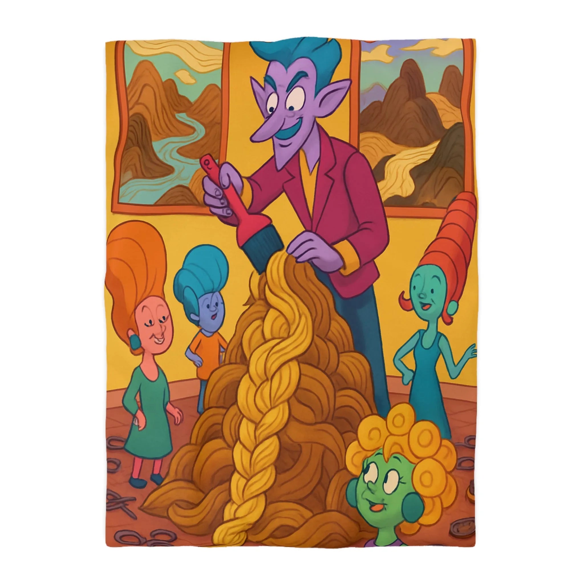 Housse de couette colorée avec personnages fantastiques et œuvres artistiques pour déco unique