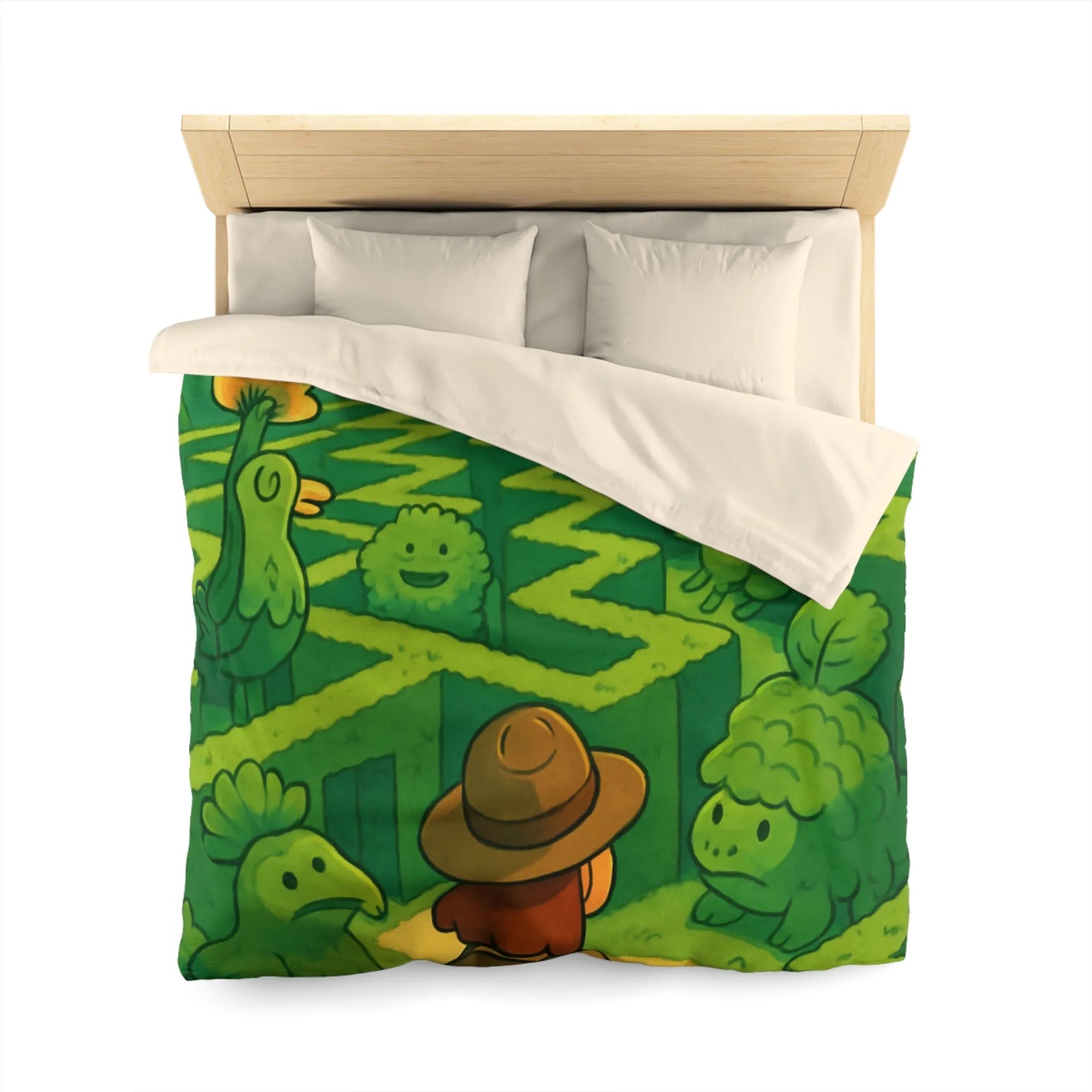 Explorez un Labyrinthe de Créatures Végétales Mystiques sur une Housse de Couette Originale