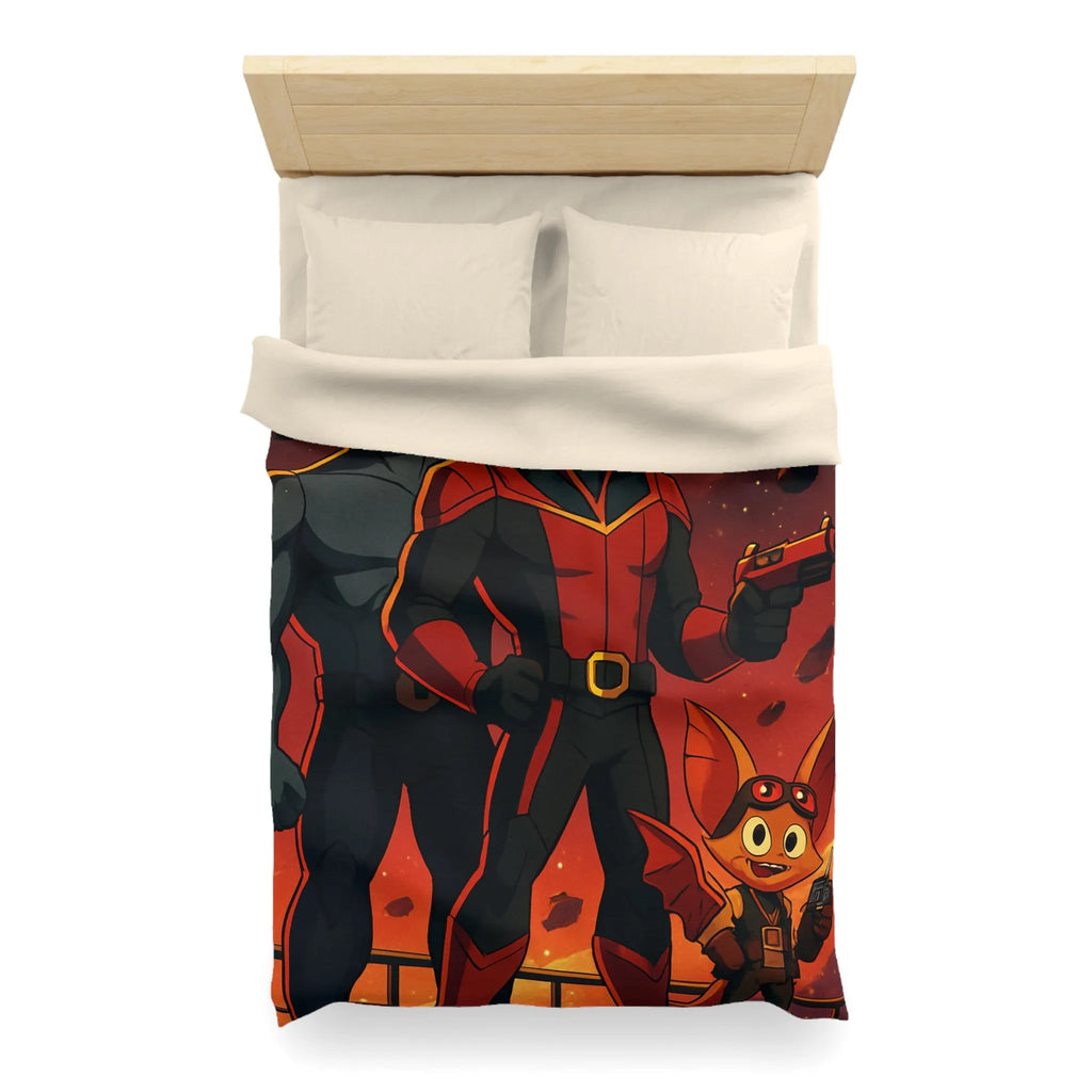 Housse de couette galactique avec héros cosmiques pour chambre d'enfant inspirante et colorée