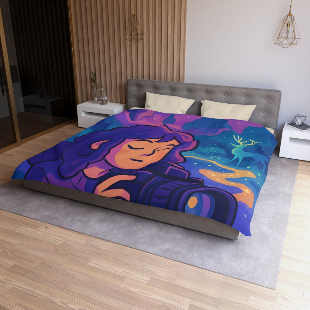 Housse de Couette Mystique avec Paysage Onirique et Envolée de Montagnes Flottantes