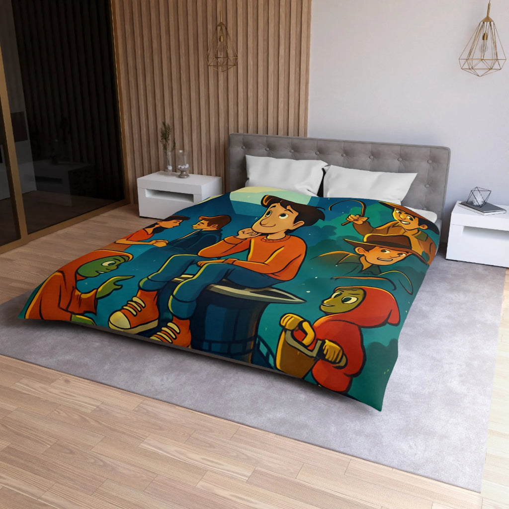 Housse de Couette Microfibre Art Graphique Contemporain Style Décoratif Chambre Tendance