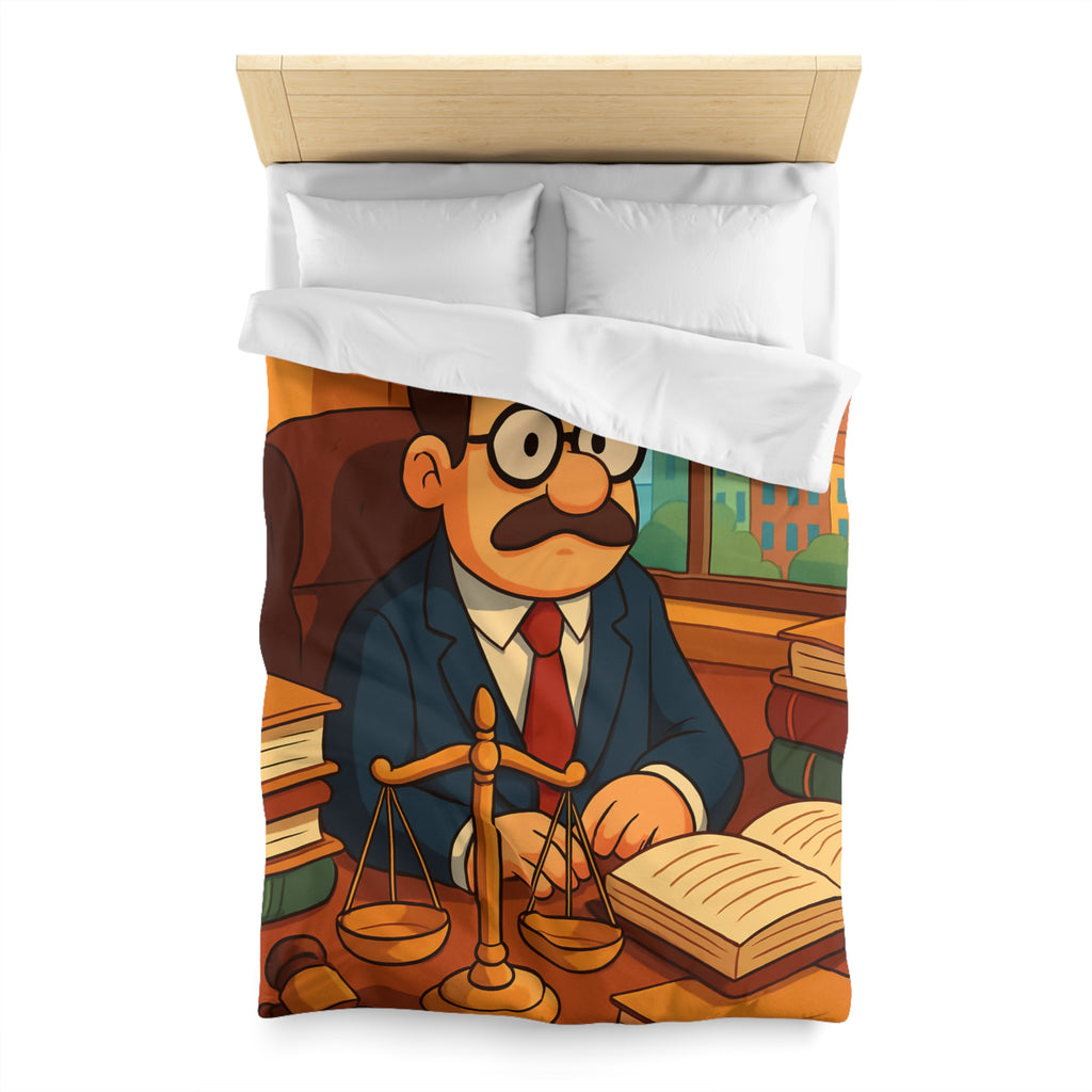 Housse de Couette Style Dessin Animé d'un Bureau d'Avocat avec Livres Colorés