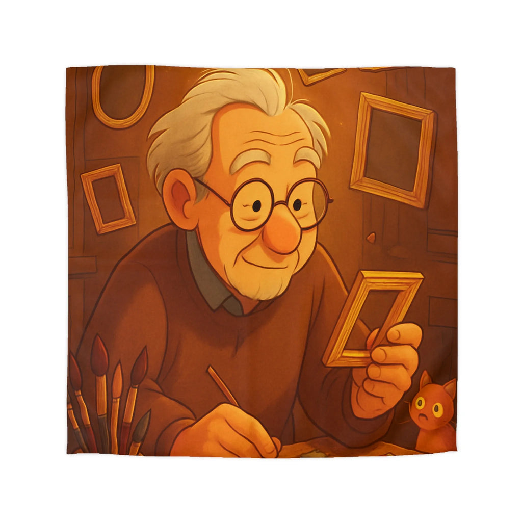 Housse de Couette Illustrée avec Artiste Peignant dans Atelier Enveloppant et Charmant