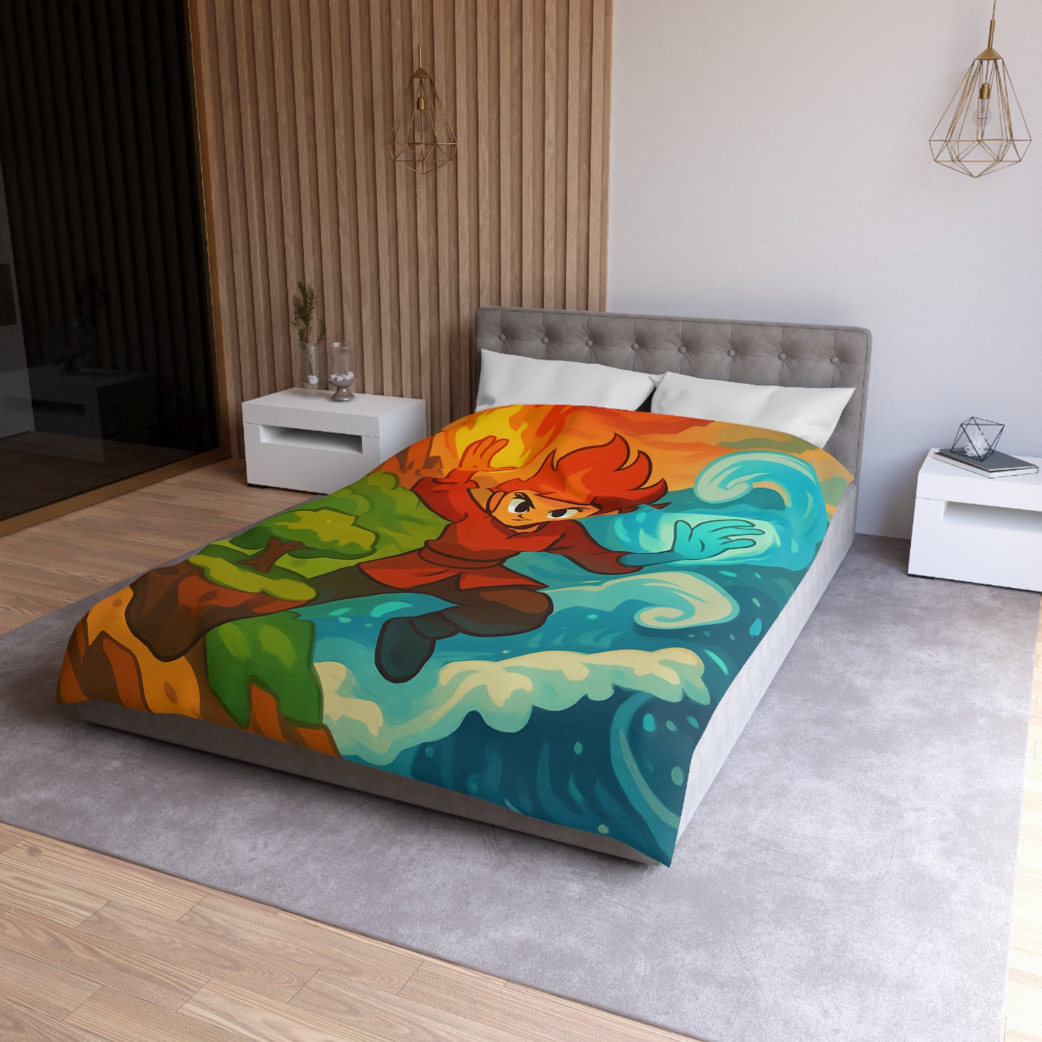 Housse de Couette Microfibre Motif Créatif Original Style Contemporain Chambre Élégante