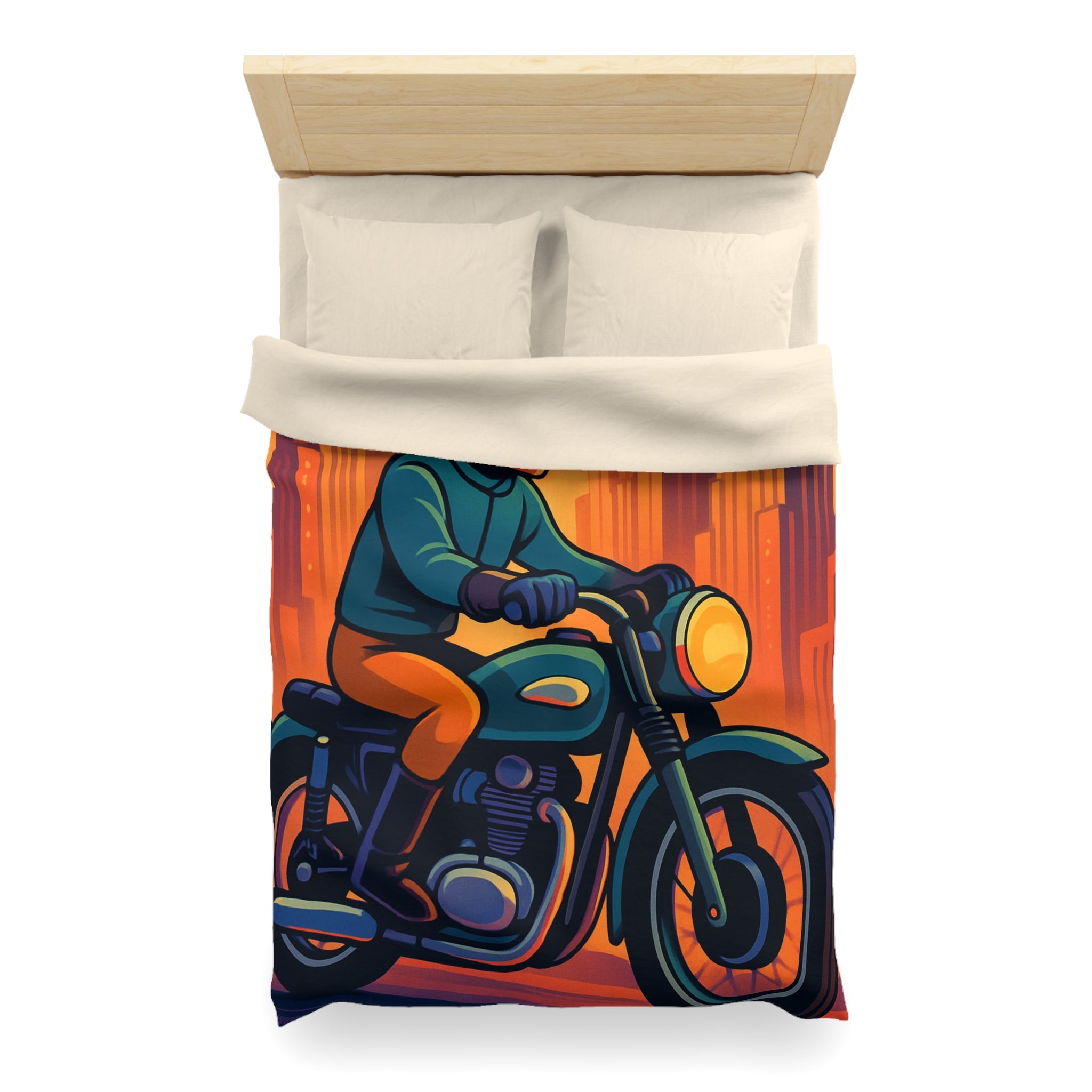 Housse de couette moto rétro vintage pour chambre style urbain moderne et audacieux