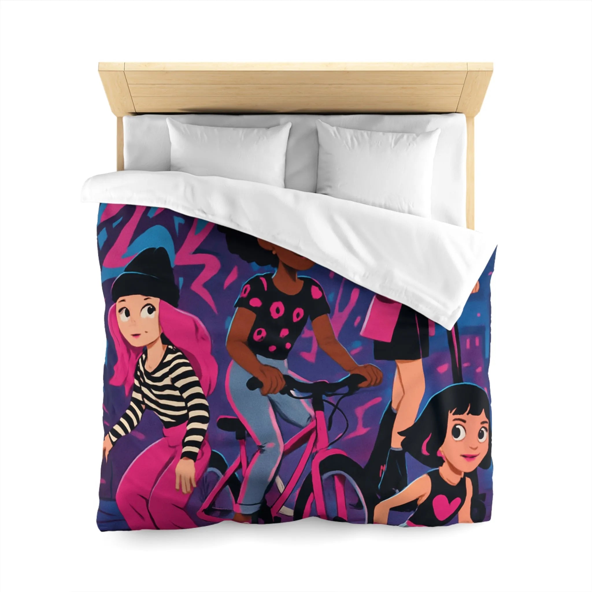 Housse de Couette Microfibre Art Graphique Contemporain Style Décoratif Chambre Tendance