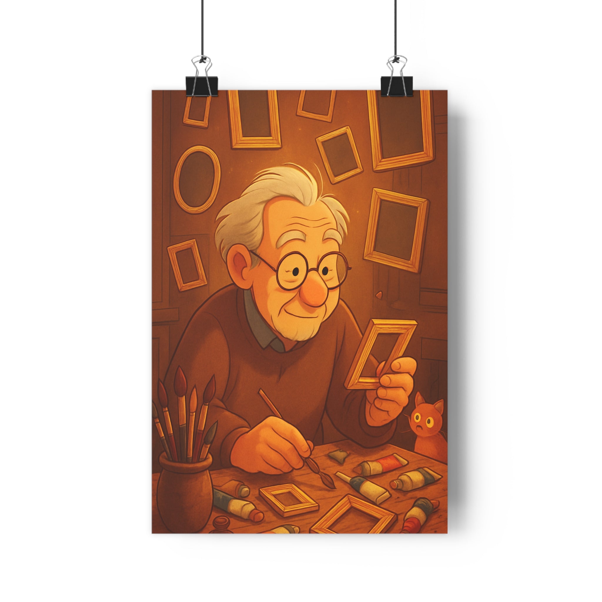 Poster décoratif cartoon chaleureux coloré rouge jaune salon chambre enfant artisan vintage accueillant unique