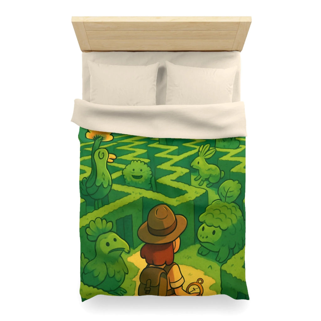 Explorez un Labyrinthe de Créatures Végétales Mystiques sur une Housse de Couette Originale