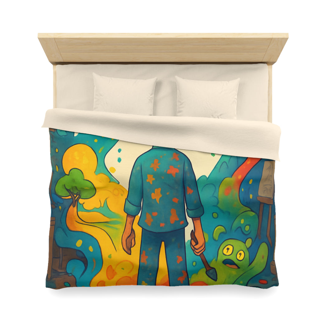 Housse de Couette Microfibre Motif Créatif Original Style Contemporain Chambre Élégante