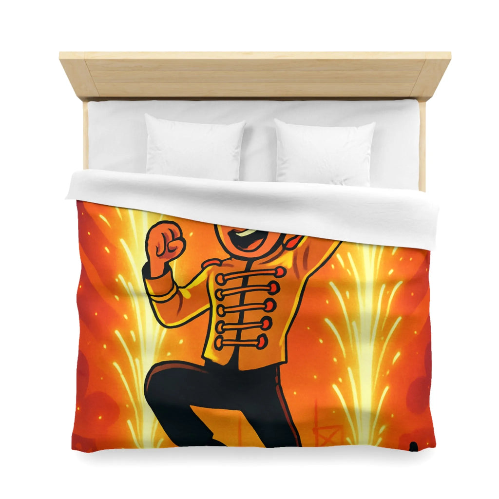 Housse de couette colorée avec personnage joyeux dans un spectacle éclatant et vibrant
