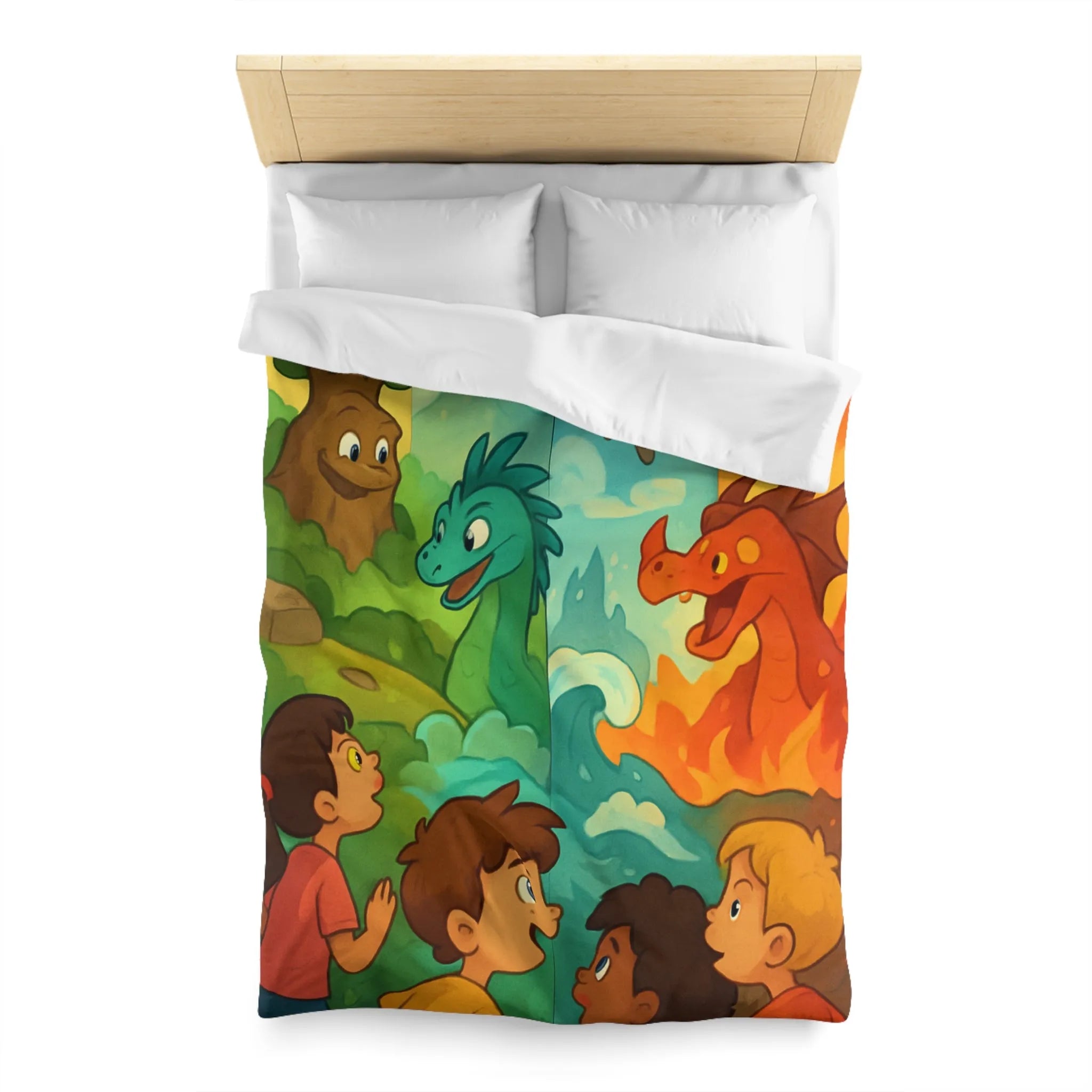 Housse de Couette Enfant Dragon Pegasus Forêt Féerie Animé Décor Magique Nature