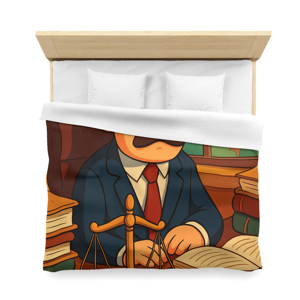 Housse de Couette Style Dessin Animé d'un Bureau d'Avocat avec Livres Colorés