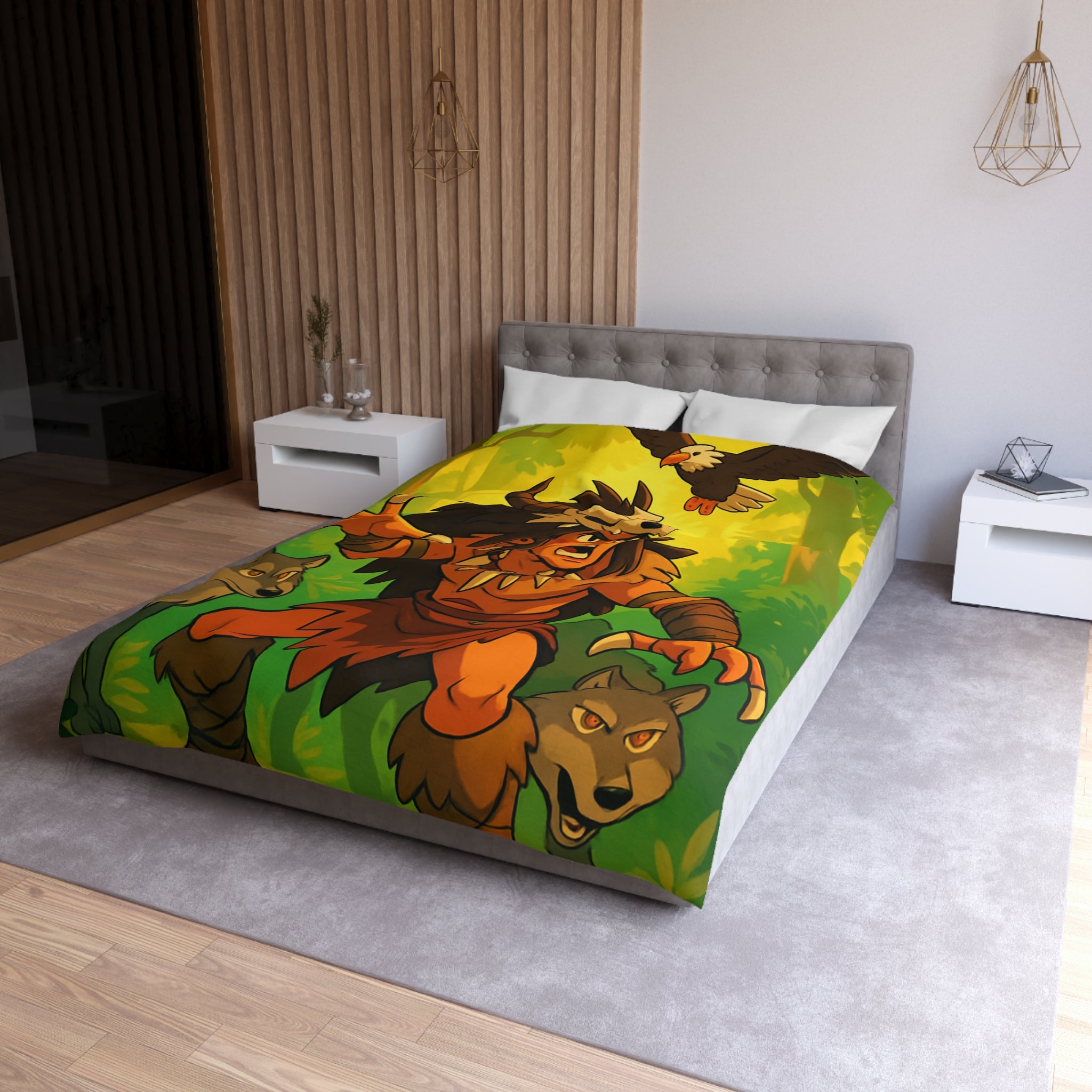 Sauvage Rêveur : Housse de Couette Motif Chaman Animaux Forêt Mystique